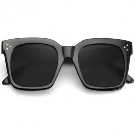 Square Classic Square Oversized Sunglasses for Women Men Vintage Shades UV400 - C4 Black Frame - C6198DOOXRD $12.87