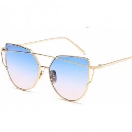 Cat Eye Sunglasses Women Luxury Cat eye Brand Design Mirror Flat Rose Gold Vintage Cateye sun glasses lady Eyewear - A1 - C21...