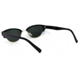 Oval Womens Narrow Oval Half Rim Hipster DJ Sunglasses - Gold Black Green - CW1950QL28X $13.89