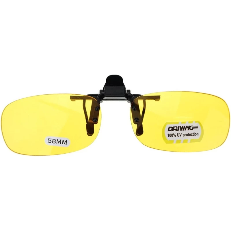 Rectangular Unisex Retro 34mm x 58mm Clip On Night Driving Yellow Lens Sunglasses Black - C111TOO761B $11.24