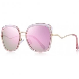 Oversized Women's Fashion Cat Eye Polarized Sunglasses Ladies Luxury Brand Sun glasses UV400 - Pink Mirror - CE18RWLLAQ2 $39.93