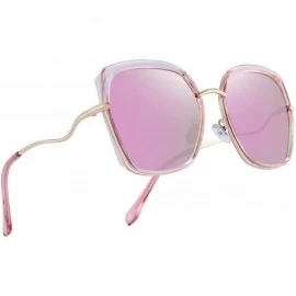 Oversized Women's Fashion Cat Eye Polarized Sunglasses Ladies Luxury Brand Sun glasses UV400 - Pink Mirror - CE18RWLLAQ2 $19.69