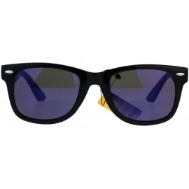 Square Bifocal Magnified Lens Sunglasses Trendy Square Horn Rim Mirrored Lens - Shiny Black - C7189XHNRLN $11.43