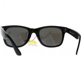 Square Bifocal Magnified Lens Sunglasses Trendy Square Horn Rim Mirrored Lens - Shiny Black - C7189XHNRLN $11.43
