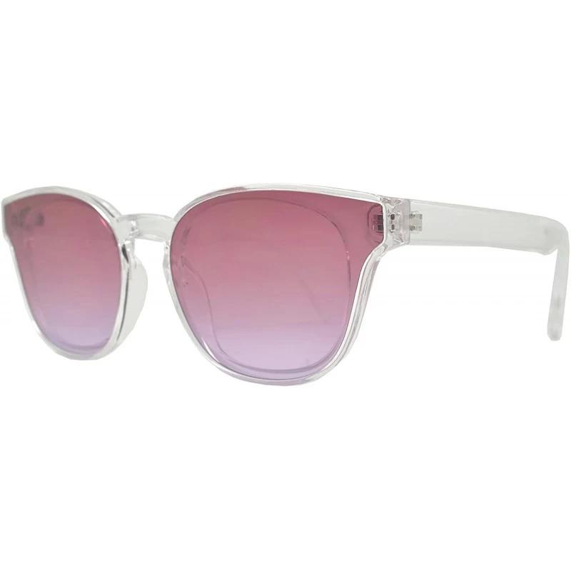Wayfarer Classic Horn Rimmed Flat Lens Keyhole Sunglasses for Women - Clear + Pink Purple - CH18I5ANE42 $11.24