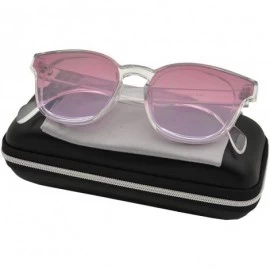 Wayfarer Classic Horn Rimmed Flat Lens Keyhole Sunglasses for Women - Clear + Pink Purple - CH18I5ANE42 $11.24