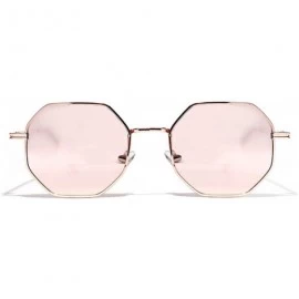 Goggle Metal Polygon Fashion Frame Sunglasses Women Men Vintage Luxury Mirror Sun Glasses UV400 De Sol - Gold Grey - CP197Y70...