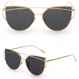 Cat Eye Fashion Twin-Beams Classic Sunglasses Metal Frame Mirror Sunglasses Cat Eye Glasses Sunglasses - B - CS18R5IECI4 $20.30
