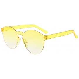 Rectangular Women Men Fashion Clear Resin Retro Funk Sunglasses Outdoor Frameless Eyewear Glasses (Yellow) - Yellow - C3195NK...