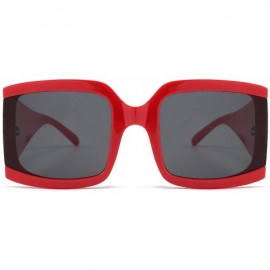 Square Oversized Sunglasses for Women Vintage Trendy Designer Glasses - Red Frame/Grey Lens - CD18Z43CZ0U $20.73