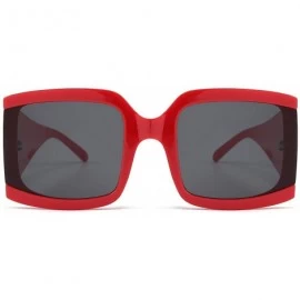 Square Oversized Sunglasses for Women Vintage Trendy Designer Glasses - Red Frame/Grey Lens - CD18Z43CZ0U $19.68
