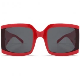 Square Oversized Sunglasses for Women Vintage Trendy Designer Glasses - Red Frame/Grey Lens - CD18Z43CZ0U $8.40