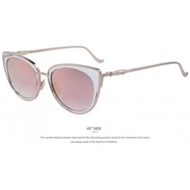 Aviator Fashion Women Cat Eye Sunglasses Alloy Frame Brand Designer Sunglasses C03 Pink - C03 Pink - CE18XE0O694 $23.69