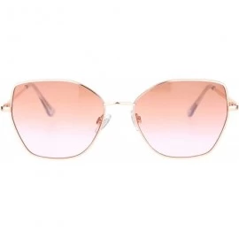 Butterfly Womens Metal Rim Oceanic Gradient Lens Butterfly Sunglasses - Rose Gold Brown Pink - CJ18OCY6GZ3 $23.15