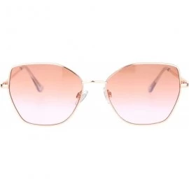 Butterfly Womens Metal Rim Oceanic Gradient Lens Butterfly Sunglasses - Rose Gold Brown Pink - CJ18OCY6GZ3 $14.62