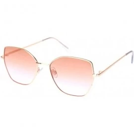 Butterfly Womens Metal Rim Oceanic Gradient Lens Butterfly Sunglasses - Rose Gold Brown Pink - CJ18OCY6GZ3 $14.62