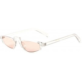 Rectangular Raised Middle Bar Wide Geometric Oval Sunglasses - Pink Clear - CS1993K32C8 $27.29