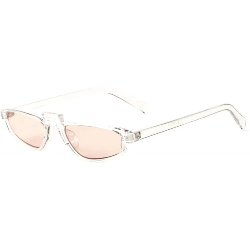 Rectangular Raised Middle Bar Wide Geometric Oval Sunglasses - Pink Clear - CS1993K32C8 $11.20