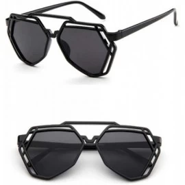 Aviator Fashion Polygon Women Sunglasses UV400 Oculos De Sol Brand C8 Black Green - C2 Black Grey - CH18YZWEYXQ $16.96