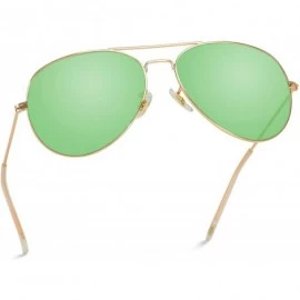 Square Classic Aviator Style Metal Frame Sunglasses Colored Lens - Gold Frame / Green Tinted Lens - CZ123IOH4WD $10.19
