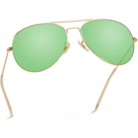 Square Classic Aviator Style Metal Frame Sunglasses Colored Lens - Gold Frame / Green Tinted Lens - CZ123IOH4WD $23.87