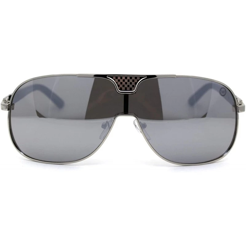 Rectangular Mens Shield Wise Man Mob Metal Rim Racer Sunglasses - Silver Mirror - CO197UY8WII $7.98