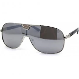 Rectangular Mens Shield Wise Man Mob Metal Rim Racer Sunglasses - Silver Mirror - CO197UY8WII $7.98