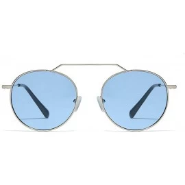 Round Retro Round Sunglasses Men Women Fashion Metal Frame Sun Glasses UV protection - Blue - CT18ZZT3O34 $10.44