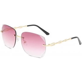 Aviator Hollow Frame Rimless Men Women Sunglasses Luxury Brand Design Gradient Gray - Purple - CC18YR26NR8 $19.36