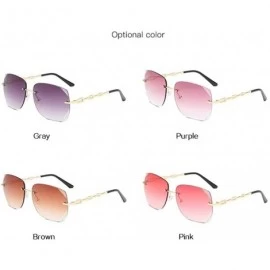 Aviator Hollow Frame Rimless Men Women Sunglasses Luxury Brand Design Gradient Gray - Purple - CC18YR26NR8 $9.55