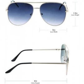 Aviator Classic Metal Frame Pilot Style Sunglasses - Silver Black - C418M6CWUME $11.84