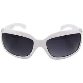Wayfarer Wayfarer Rhinestone Sunglasses For Women Western UV 400 Protection Shades With Bling - White-tooled - C019DEW0GRC $3...