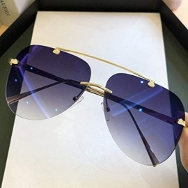 Round Vintage Rimless Aviation Sunglasses Gradient - purple yellow - CW198NAYR77 $42.18