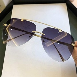 Round Vintage Rimless Aviation Sunglasses Gradient - purple yellow - CW198NAYR77 $42.18