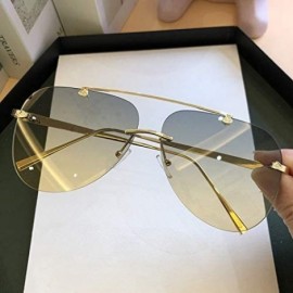 Round Vintage Rimless Aviation Sunglasses Gradient - purple yellow - CW198NAYR77 $42.18