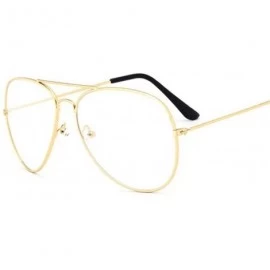 Square Aviation Gold Frame Sunglasses Male Eyeglasses Transparent Clear Lens Optical Women Glasses Pilot - Gun Gray - CB194OU...