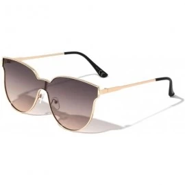 Cat Eye One Piece Geometric Designer Cat Eye Oceanic Color Sunglasses - Brown - CZ197LWR3ON $16.34
