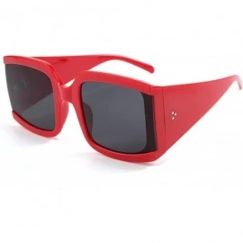 Square Oversized Sunglasses for Women Vintage Trendy Designer Glasses - Red Frame/Grey Lens - CD18Z43CZ0U $8.40