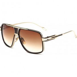 Shield Aviator Sunglasses for Men 100% UV Protection Goggle Alloy Frame with Case - Gold Frame - CI1824OUNCR $26.58
