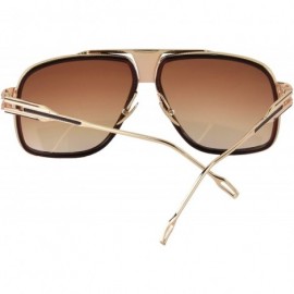 Shield Aviator Sunglasses for Men 100% UV Protection Goggle Alloy Frame with Case - Gold Frame - CI1824OUNCR $27.84