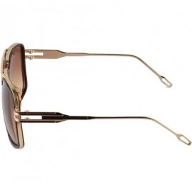 Shield Aviator Sunglasses for Men 100% UV Protection Goggle Alloy Frame with Case - Gold Frame - CI1824OUNCR $9.49