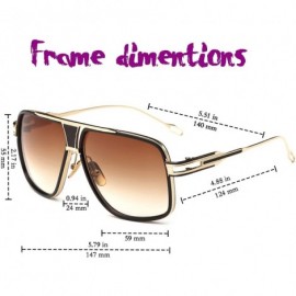 Shield Aviator Sunglasses for Men 100% UV Protection Goggle Alloy Frame with Case - Gold Frame - CI1824OUNCR $9.49