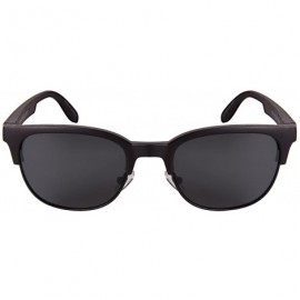 Semi-rimless Semi-Rimless Wood Sunnies w/Polarized 1.0mm Lenses 53092WD-P1 - Matte Black - C7182EU7H4C $10.53