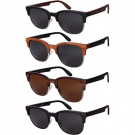 Semi-rimless Semi-Rimless Wood Sunnies w/Polarized 1.0mm Lenses 53092WD-P1 - Matte Black - C7182EU7H4C $10.53