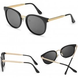 Oversized Polarized Mirrored Sunglasses for Women Oversized Round Frame UV400 Protection Lens - C818RIW69MG $14.28