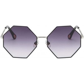 Oversized Women Oversized Polygon Sunglasses Sun Glasses Vintage Fashion Female Metal Frame Square Eyewear - CK19034RN9Q $15.80