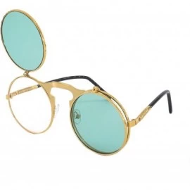 Goggle Vintage John Lennon Sunglasses Flip Up Round Lens Metal Frame - Glasses Gold Frame/Green Lens - C218X0MYK7E $19.55
