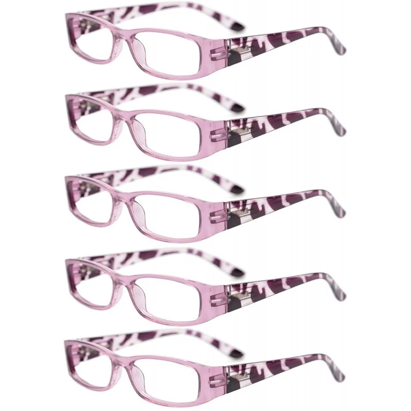 Rectangular 3-Pairs Womens Designer Spring Hinge Rhinestone Lightweight Reading Glasses - 5 Pairs Value Pack in Purpe - C318Z...