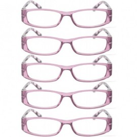 Rectangular 3-Pairs Womens Designer Spring Hinge Rhinestone Lightweight Reading Glasses - 5 Pairs Value Pack in Purpe - C318Z...