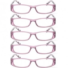 Rectangular 3-Pairs Womens Designer Spring Hinge Rhinestone Lightweight Reading Glasses - 5 Pairs Value Pack in Purpe - C318Z...